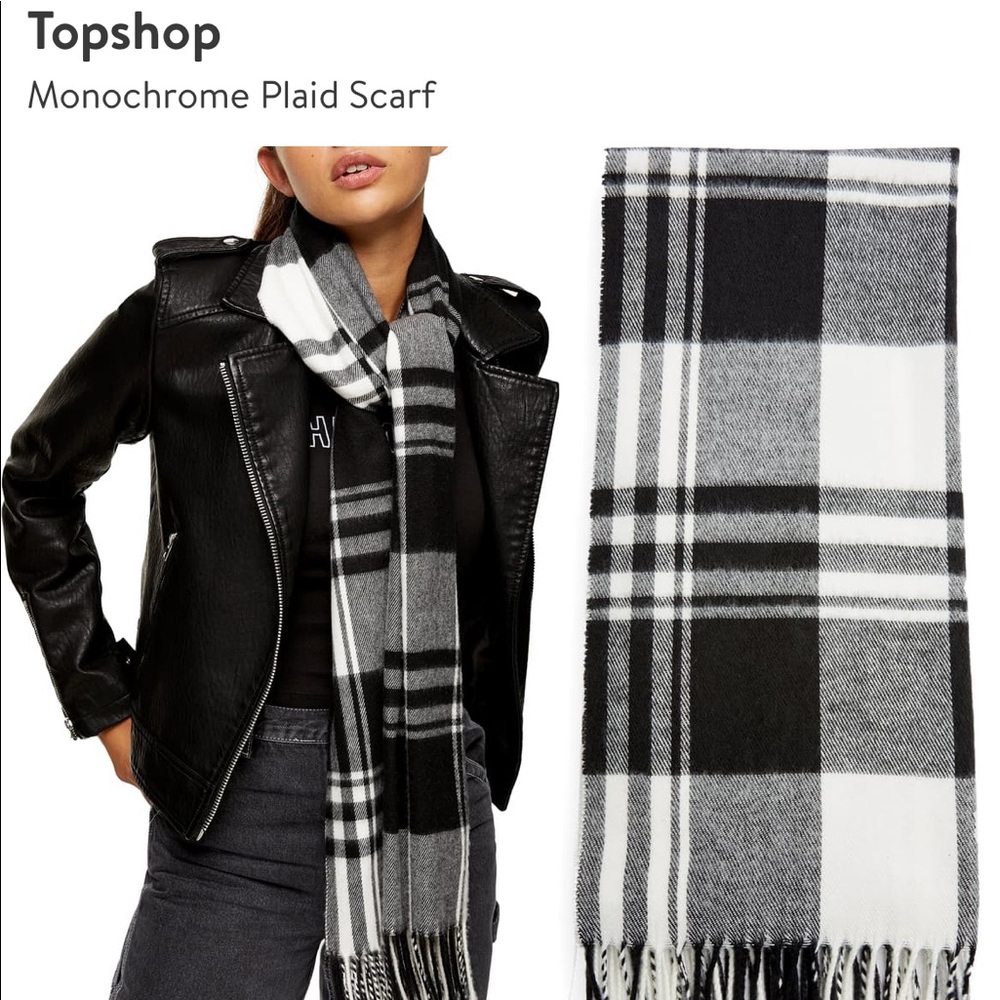 TopShop Black and White Plaid Scarf